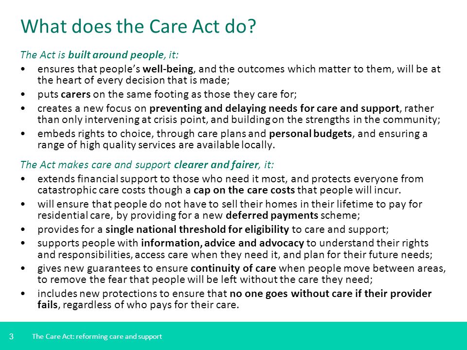 What does the Care Act do