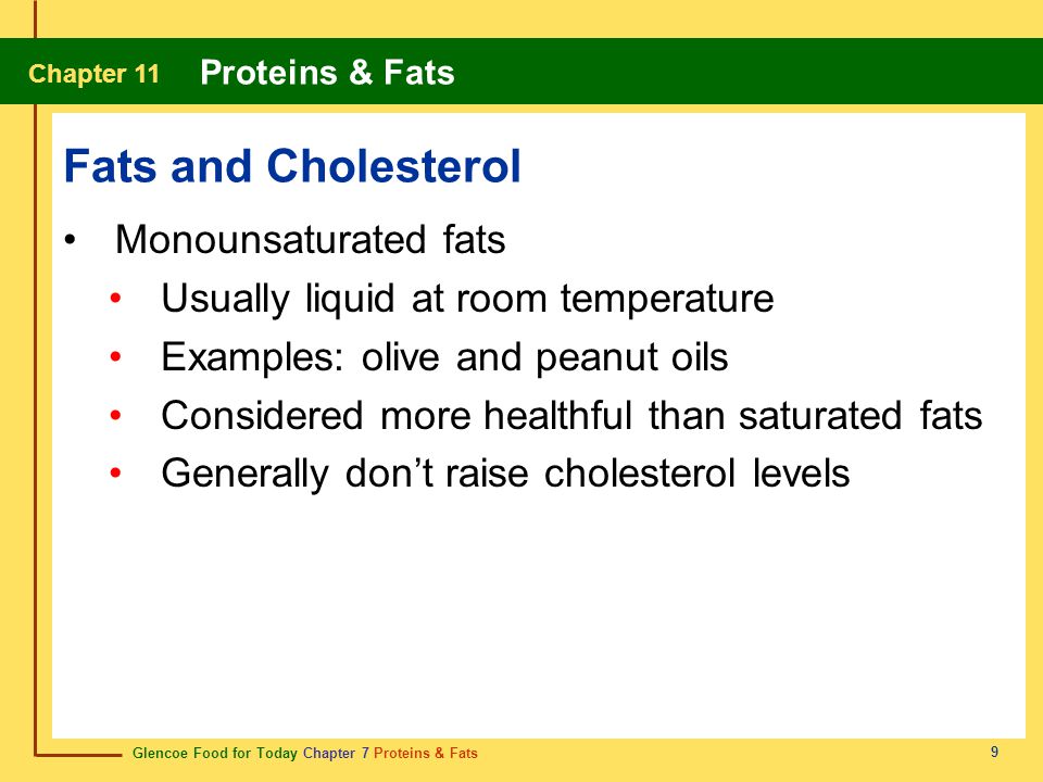 Fats and Cholesterol Monounsaturated fats
