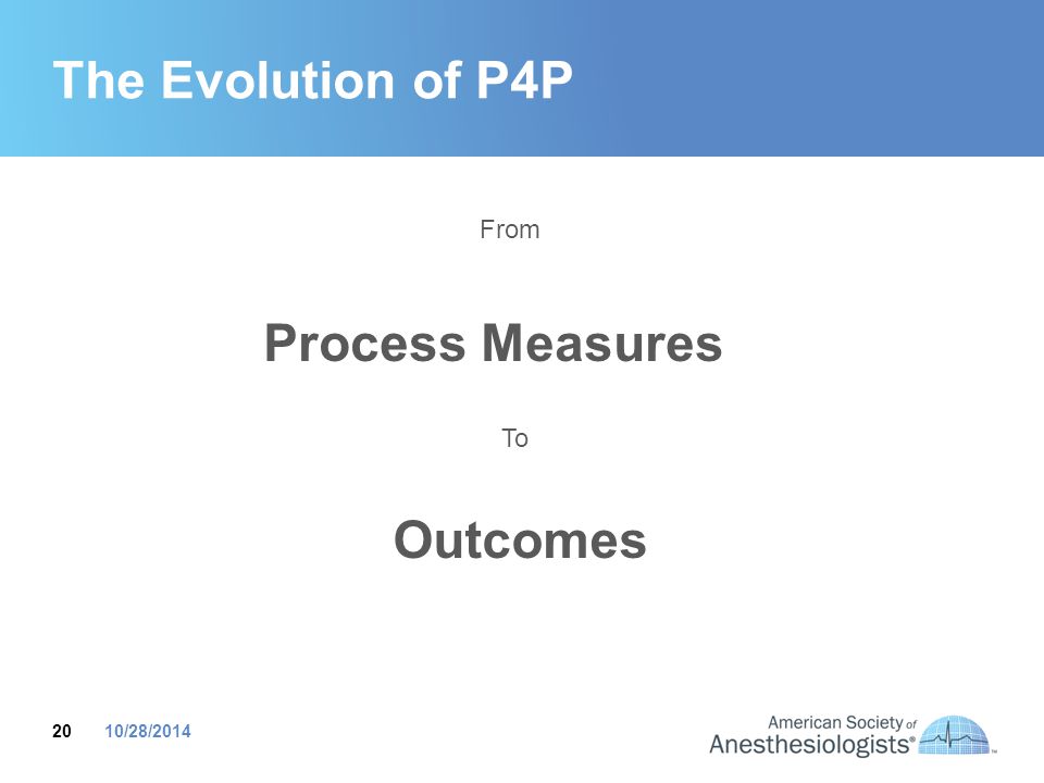 The Evolution of P4P From Process Measures To Outcomes 10/28/2014