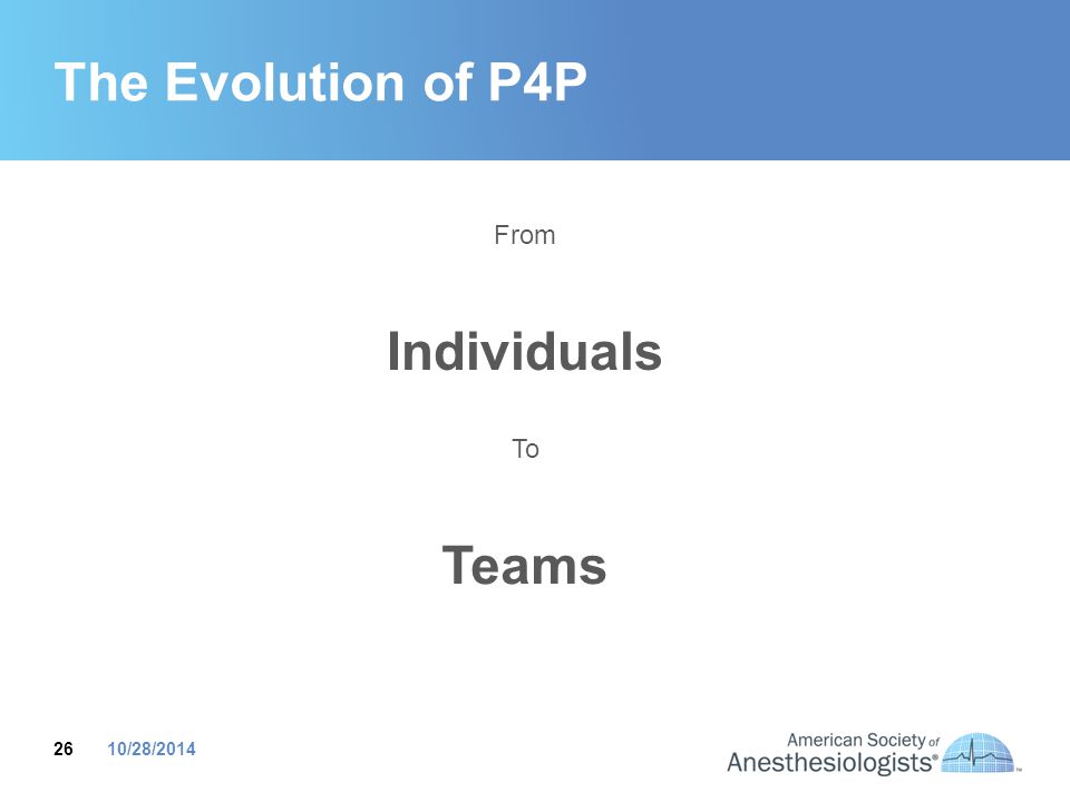 The Evolution of P4P From Individuals To Teams 10/28/2014