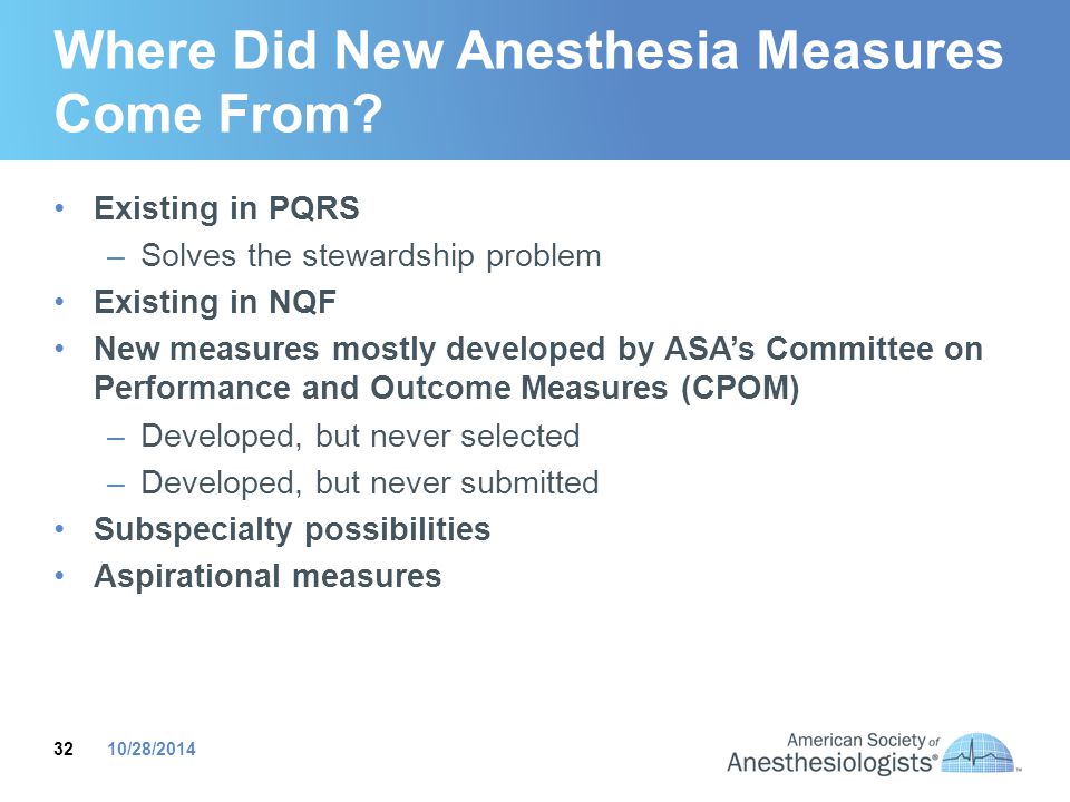 Where Did New Anesthesia Measures Come From