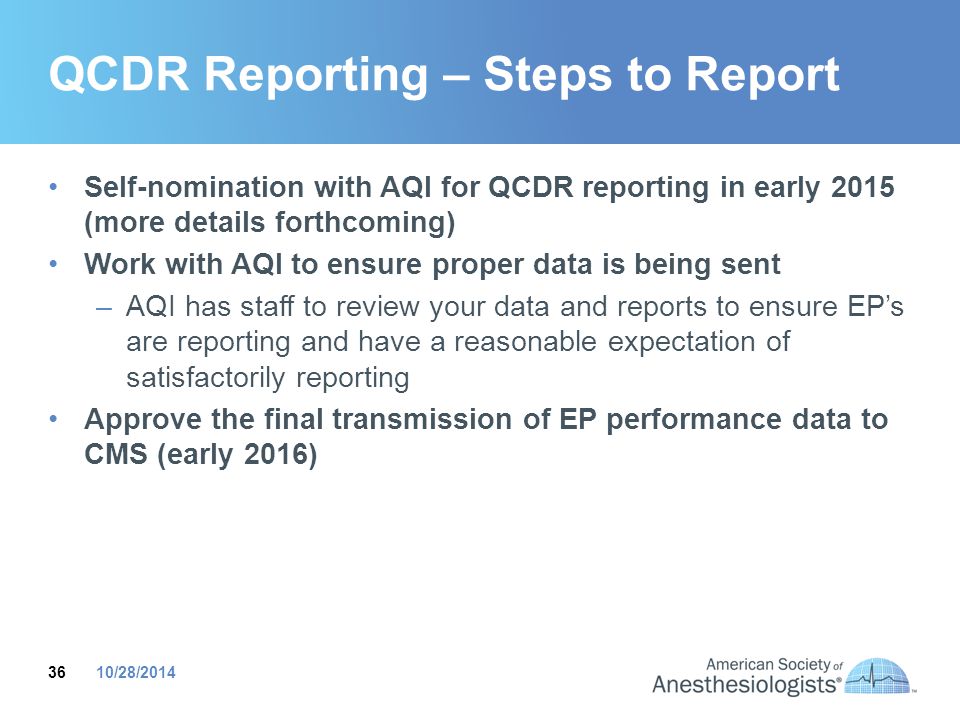 QCDR Reporting – Steps to Report