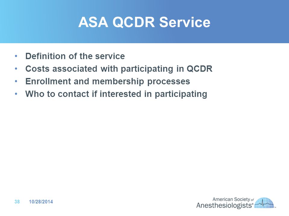 ASA QCDR Service Definition of the service