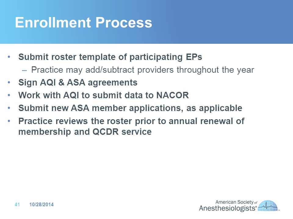 Enrollment Process Submit roster template of participating EPs