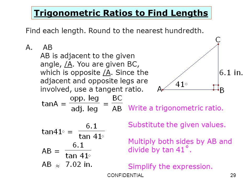 Trigonometric Ratios to Find Lengths