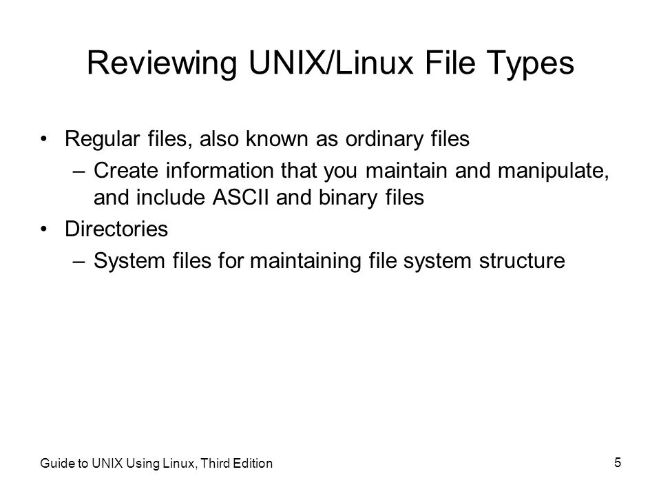 Reviewing UNIX/Linux File Types