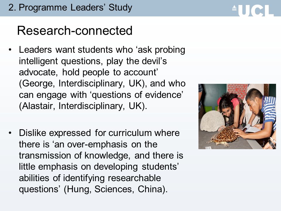 Research-connected 2. Programme Leaders’ Study