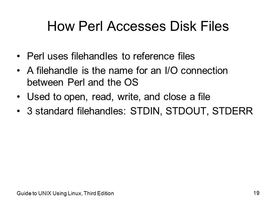 How Perl Accesses Disk Files