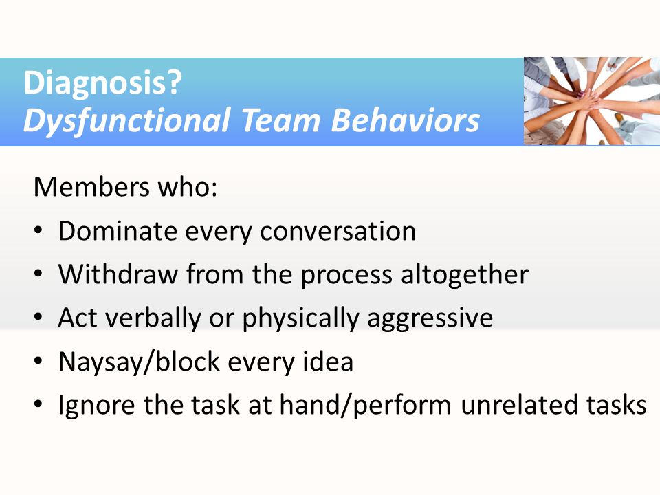 Diagnosis Dysfunctional Team Behaviors