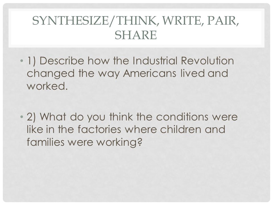 Synthesize/Think, write, pair, Share