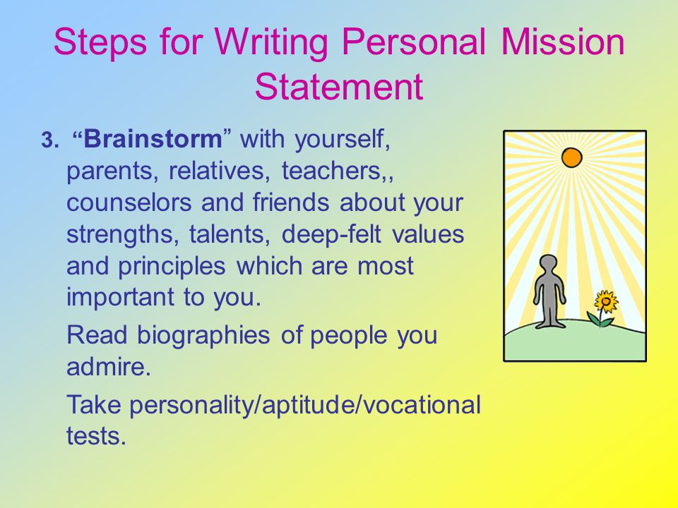 Steps for Writing Personal Mission Statement