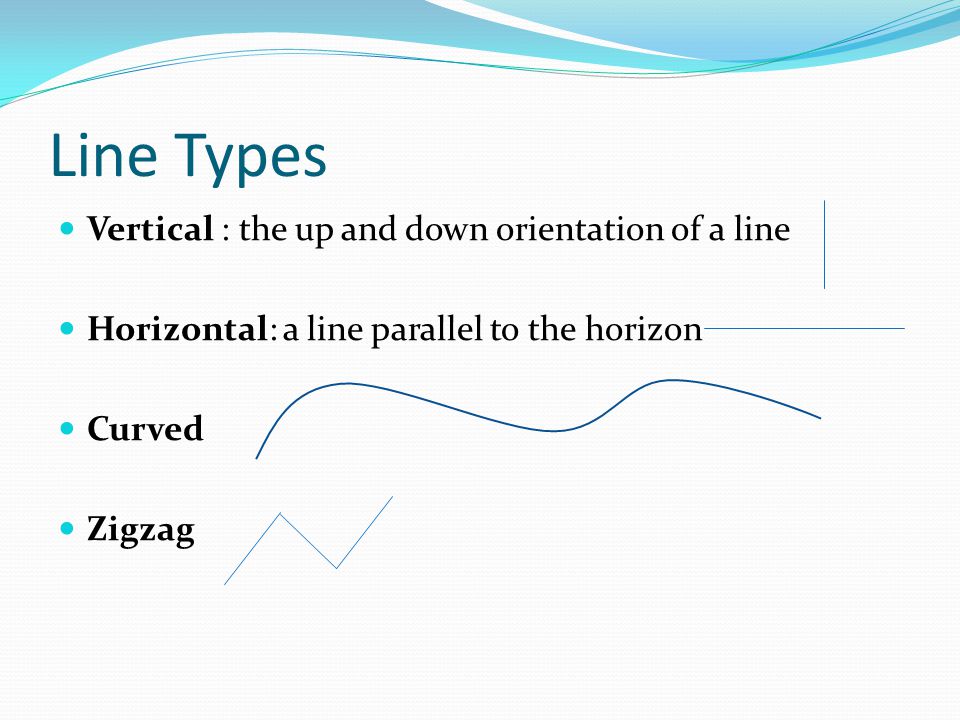 Line Types Vertical : the up and down orientation of a line