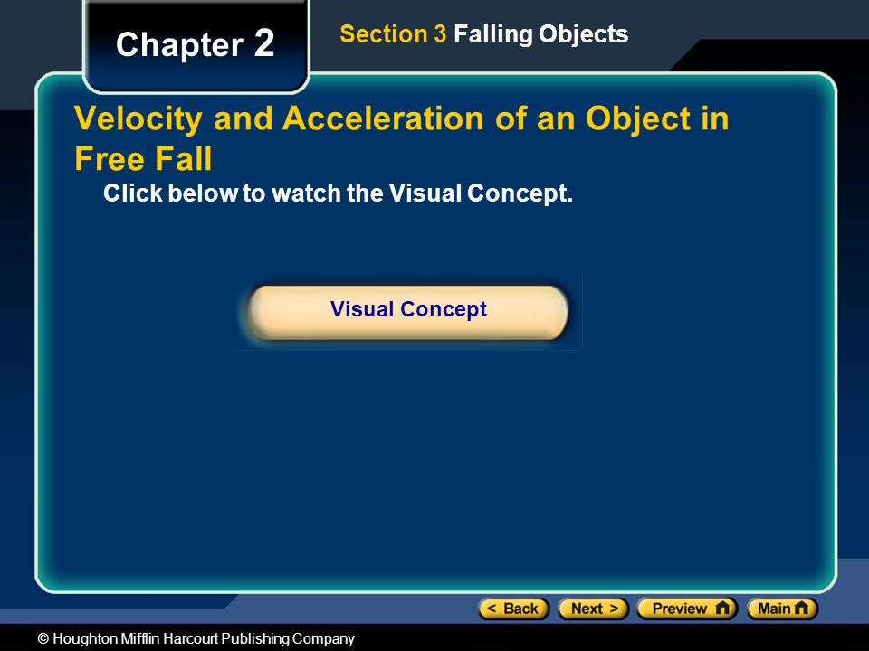 Velocity and Acceleration of an Object in Free Fall