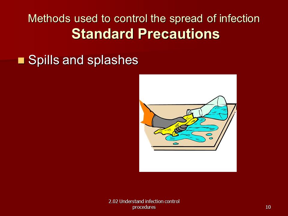 Methods used to control the spread of infection Standard Precautions