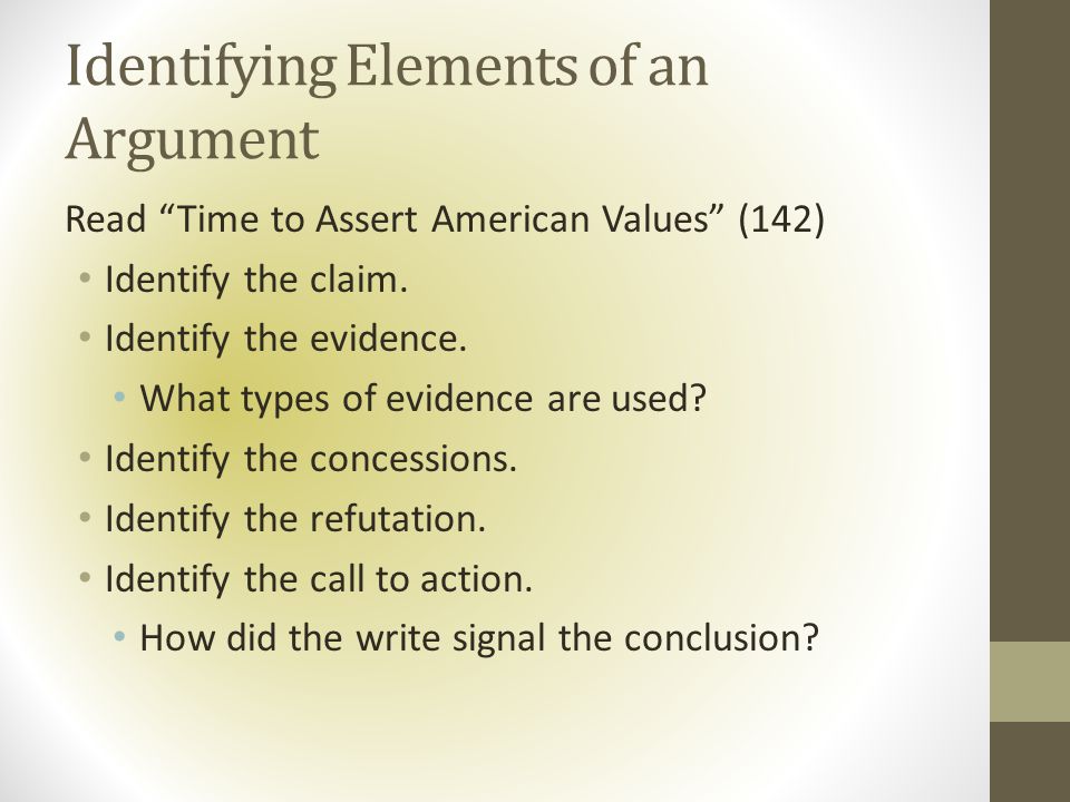Identifying Elements of an Argument