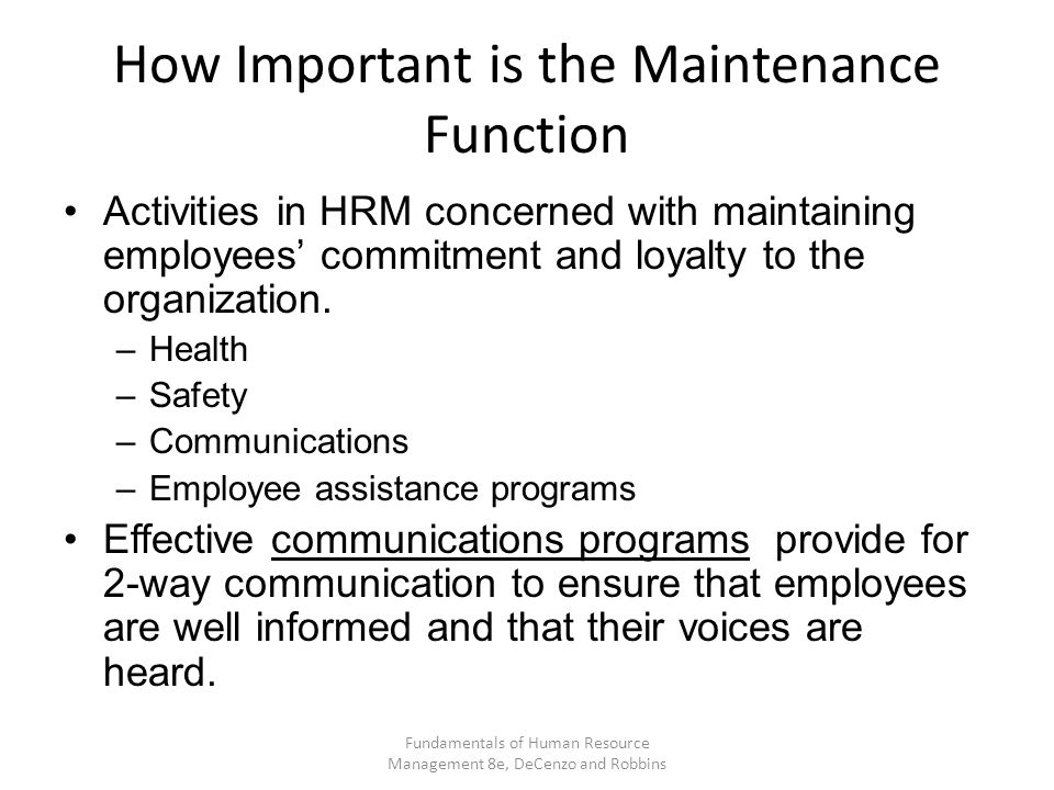 How Important is the Maintenance Function