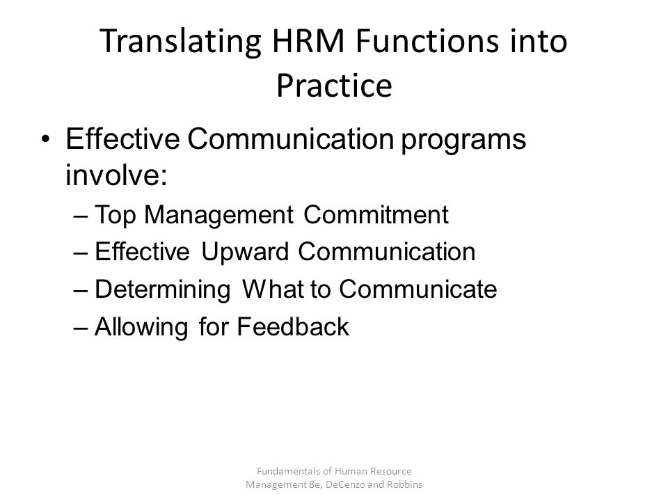 Translating HRM Functions into Practice