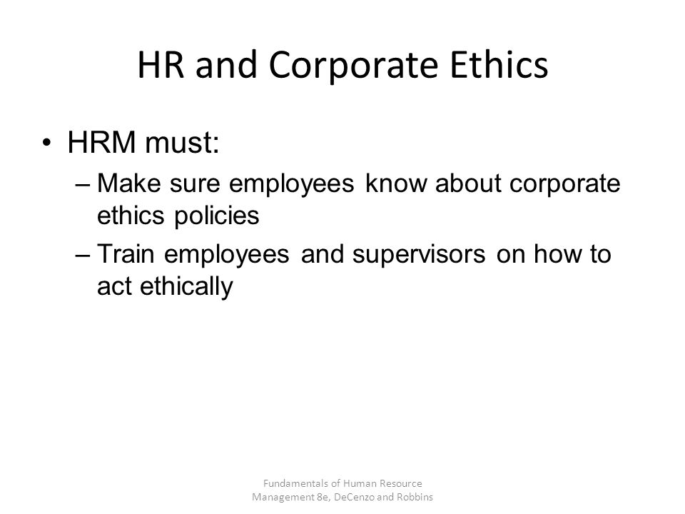 HR and Corporate Ethics