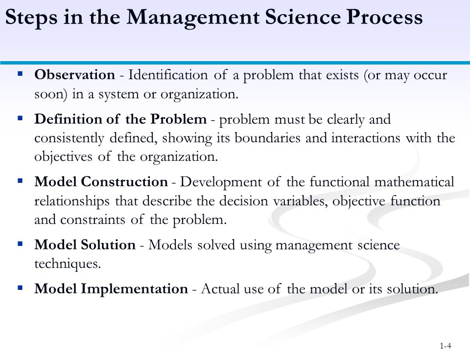 Steps in the Management Science Process