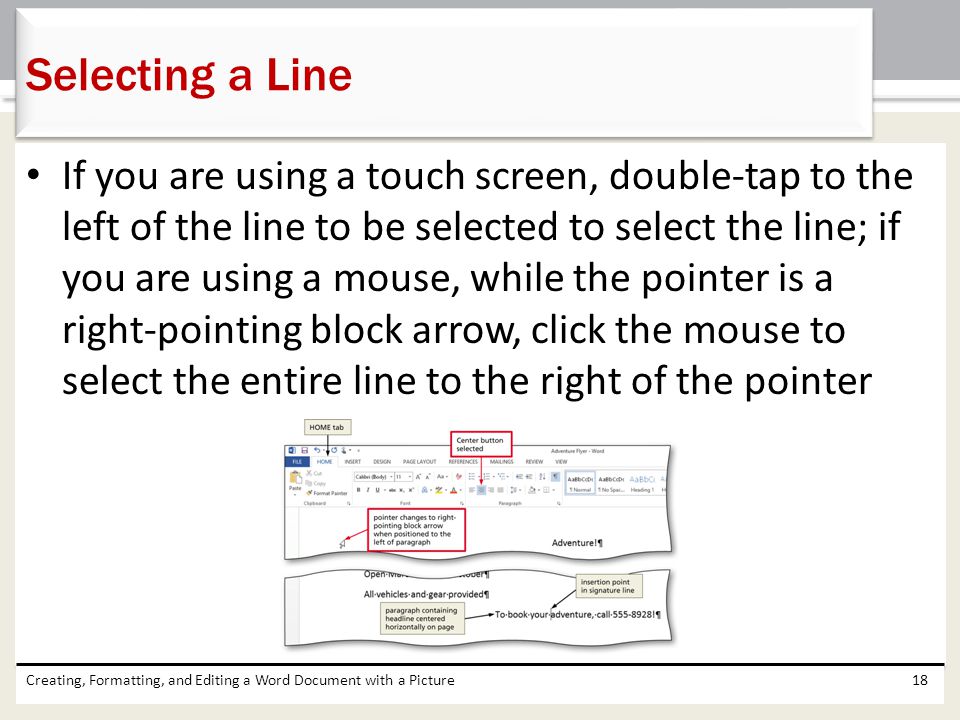 Selecting a Line