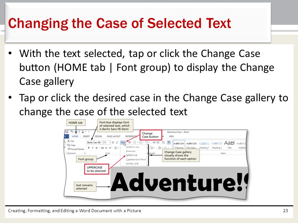 Changing the Case of Selected Text