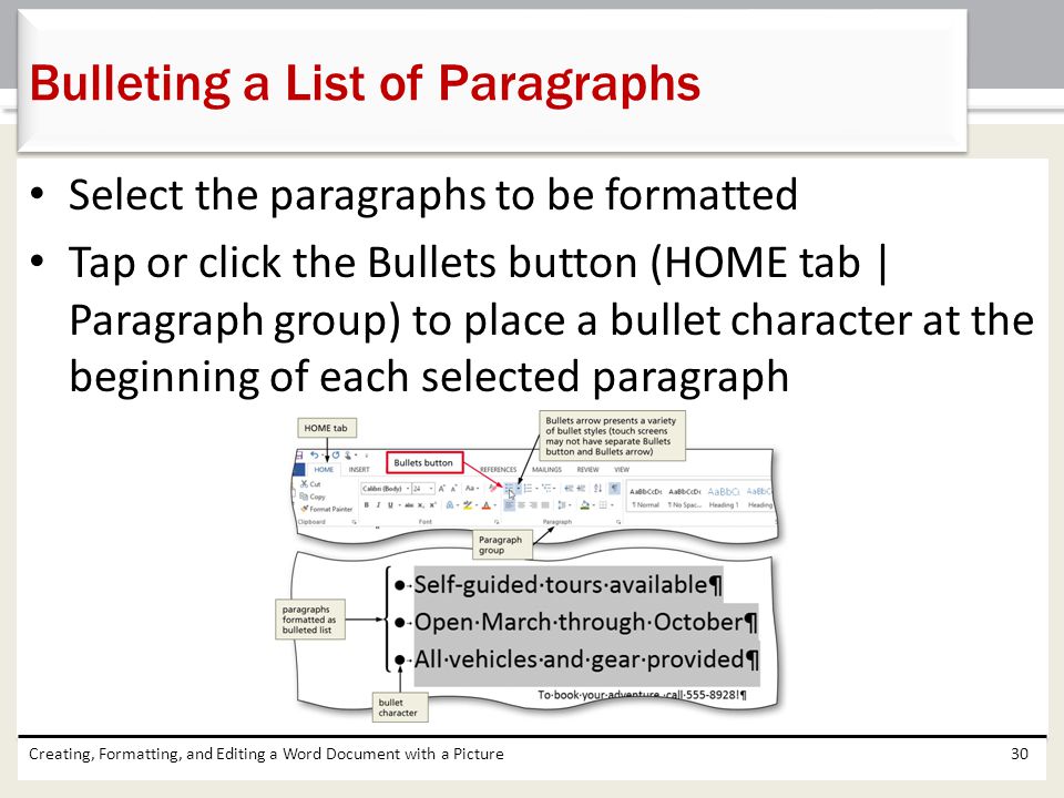 Bulleting a List of Paragraphs