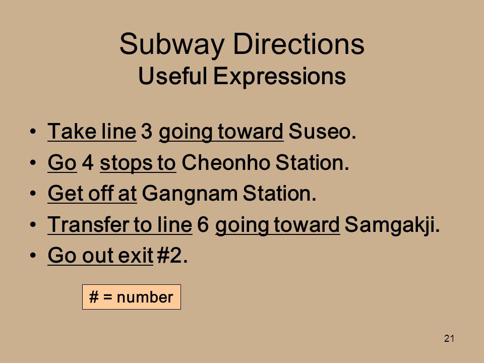 Subway Directions Useful Expressions