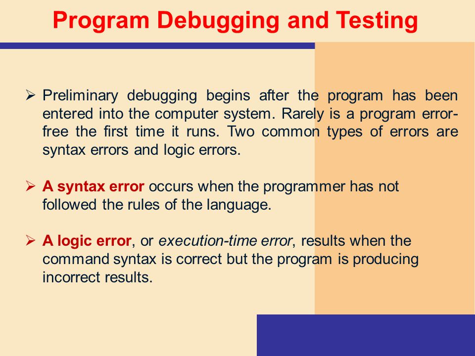 Program Debugging and Testing
