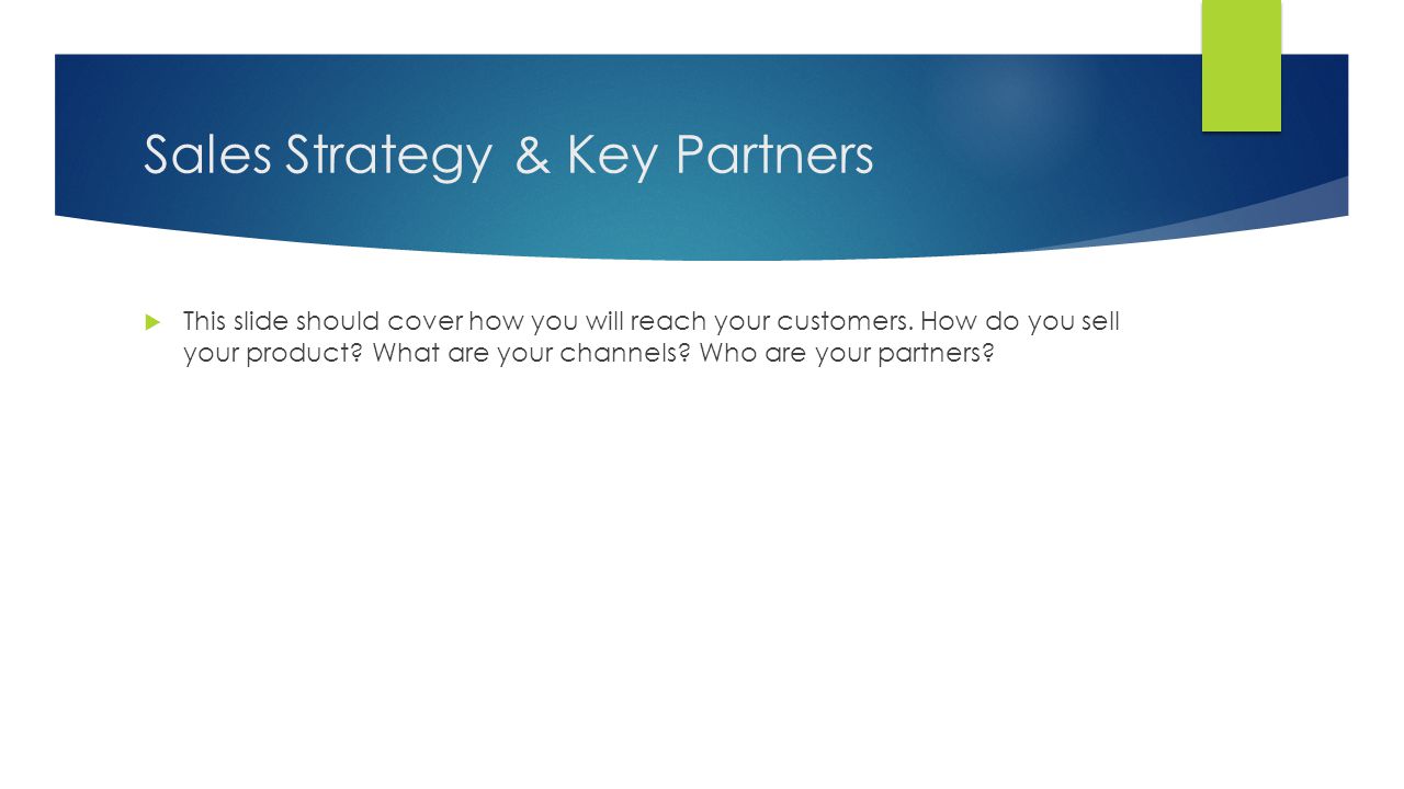 Sales Strategy & Key Partners
