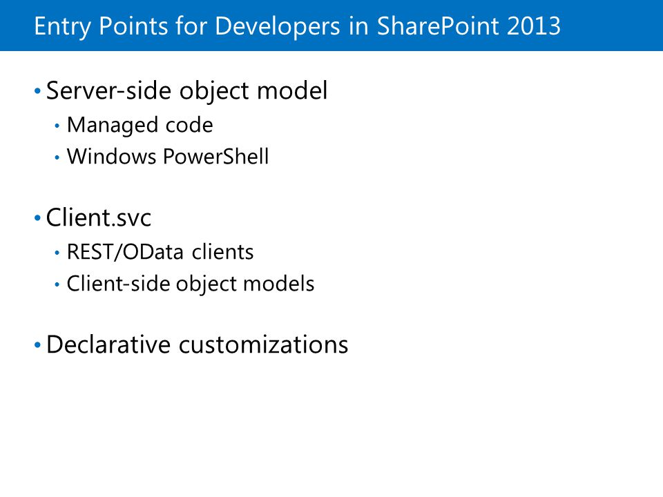 Entry Points for Developers in SharePoint 2013