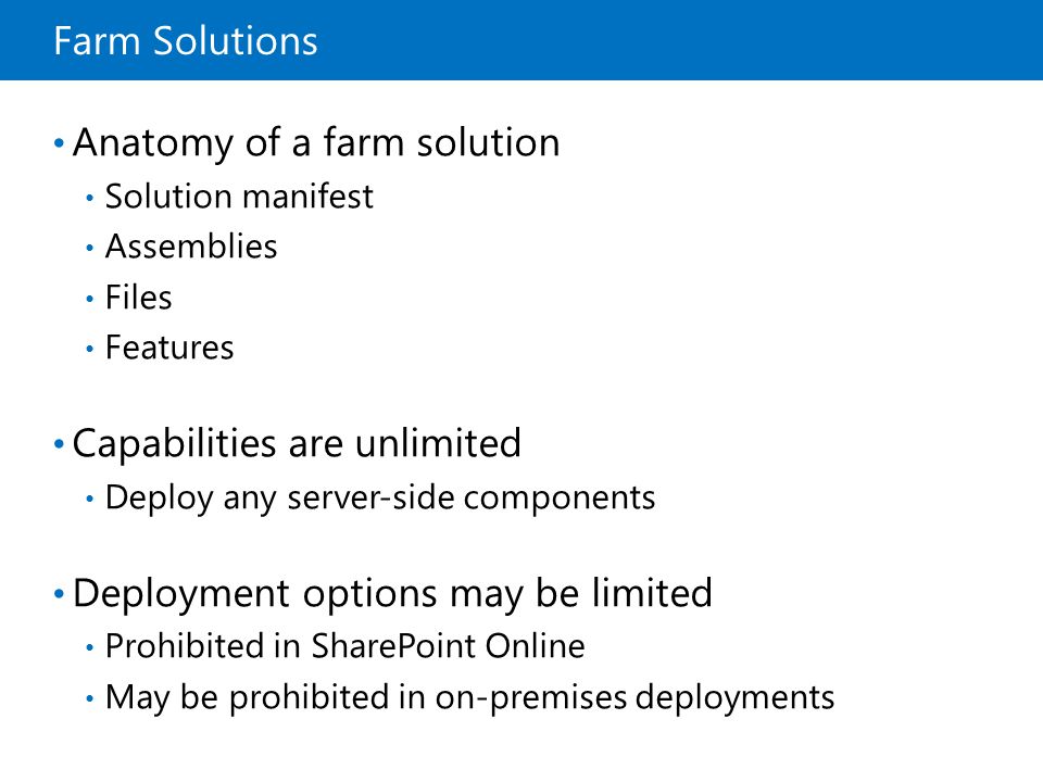 Anatomy of a farm solution