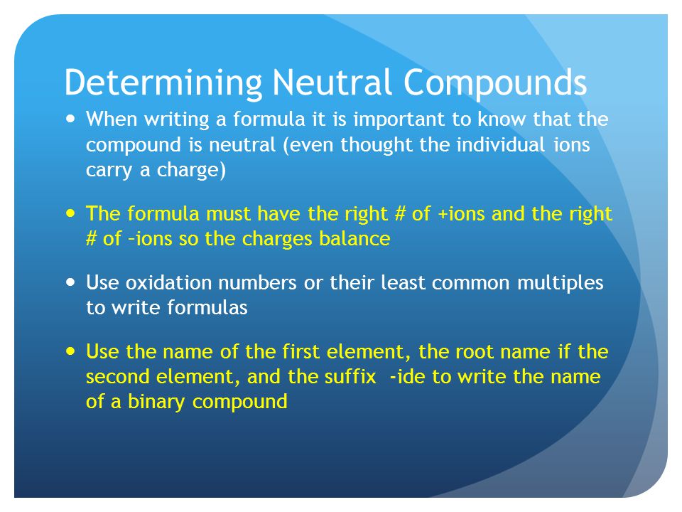 Determining Neutral Compounds
