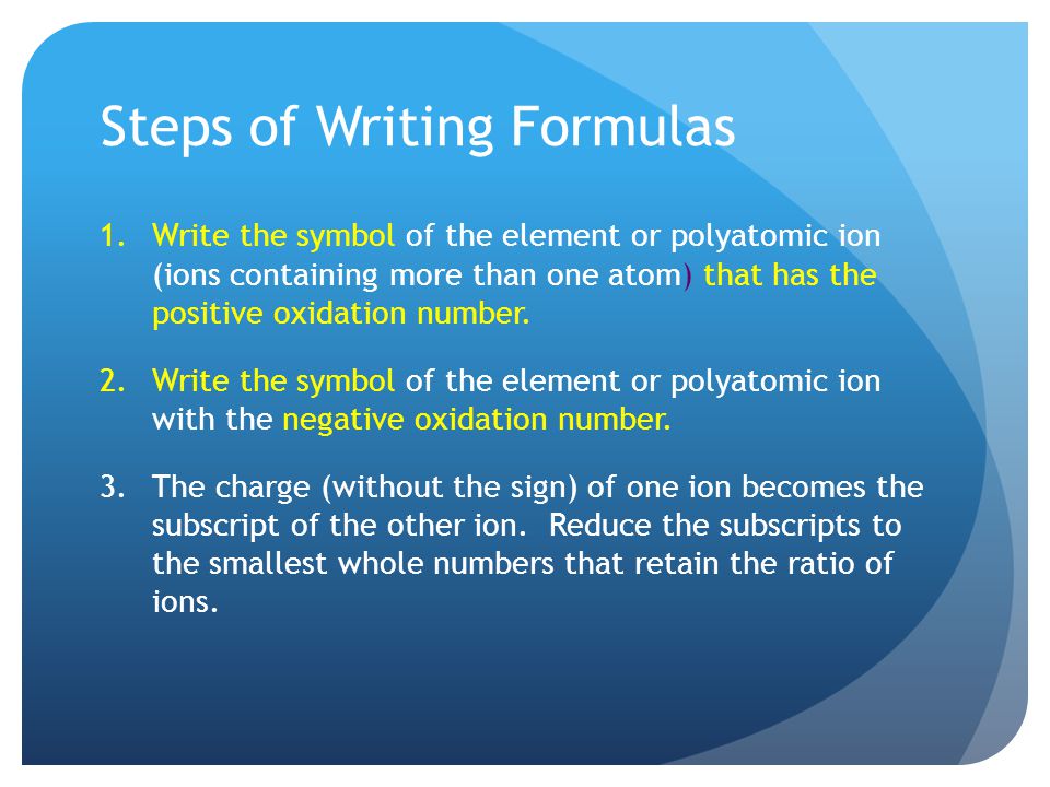Steps of Writing Formulas