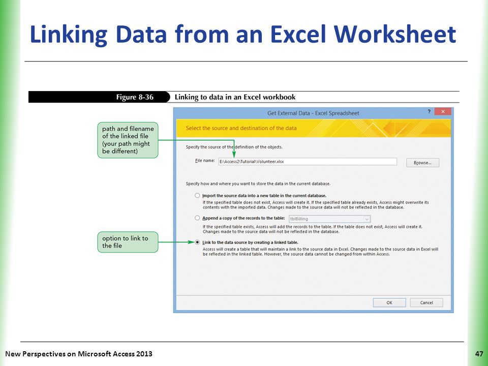 Linking Data from an Excel Worksheet