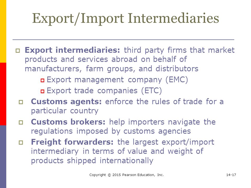 Export/Import Intermediaries