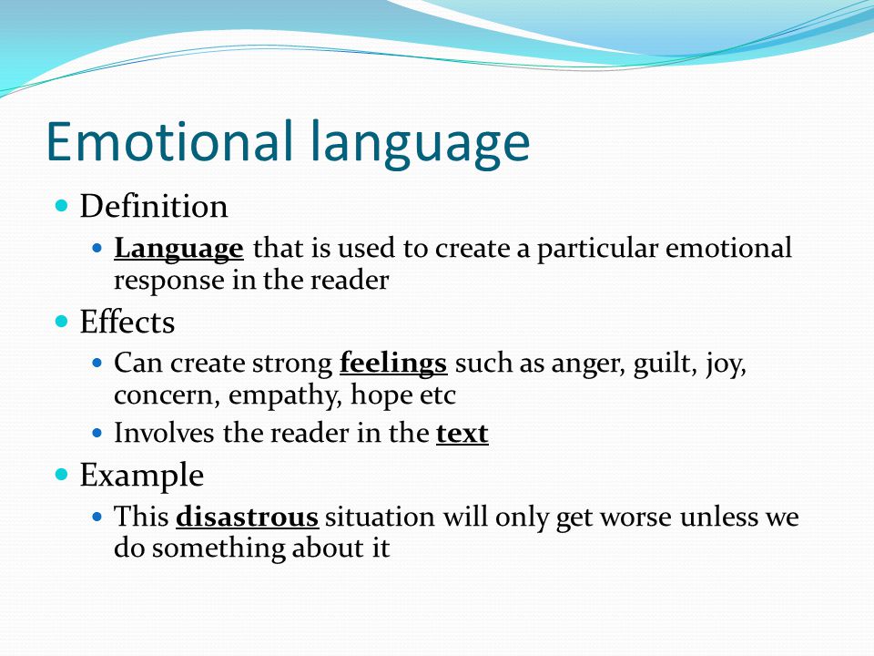 Emotional language Definition Effects Example