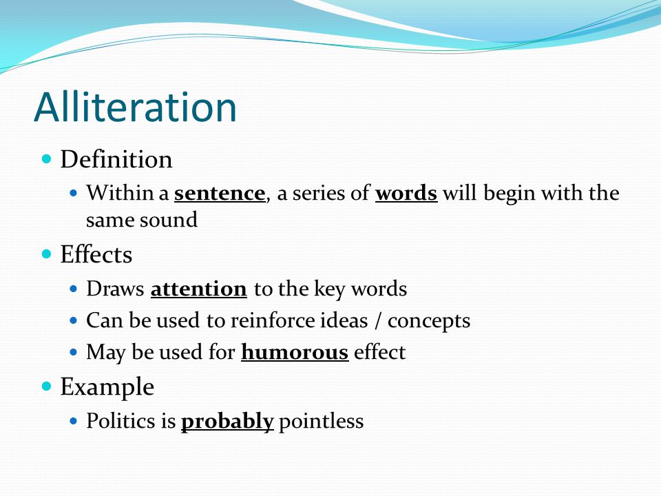 Alliteration Definition Effects Example