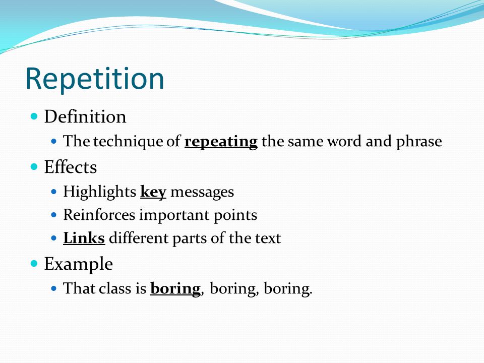 Repetition Definition Effects Example