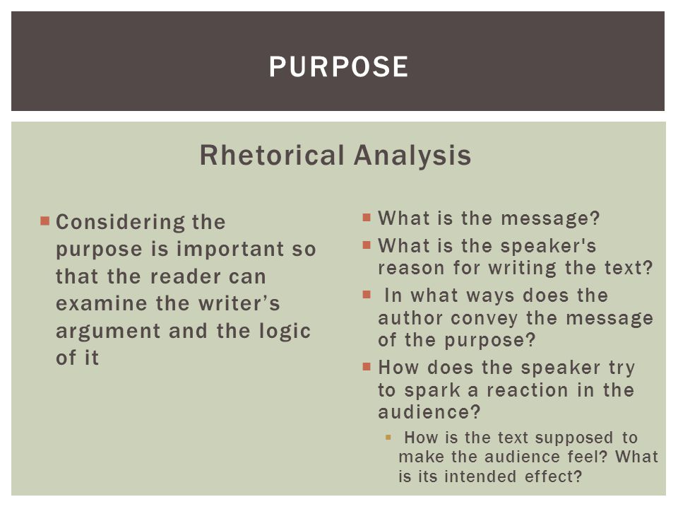 purpose Rhetorical Analysis