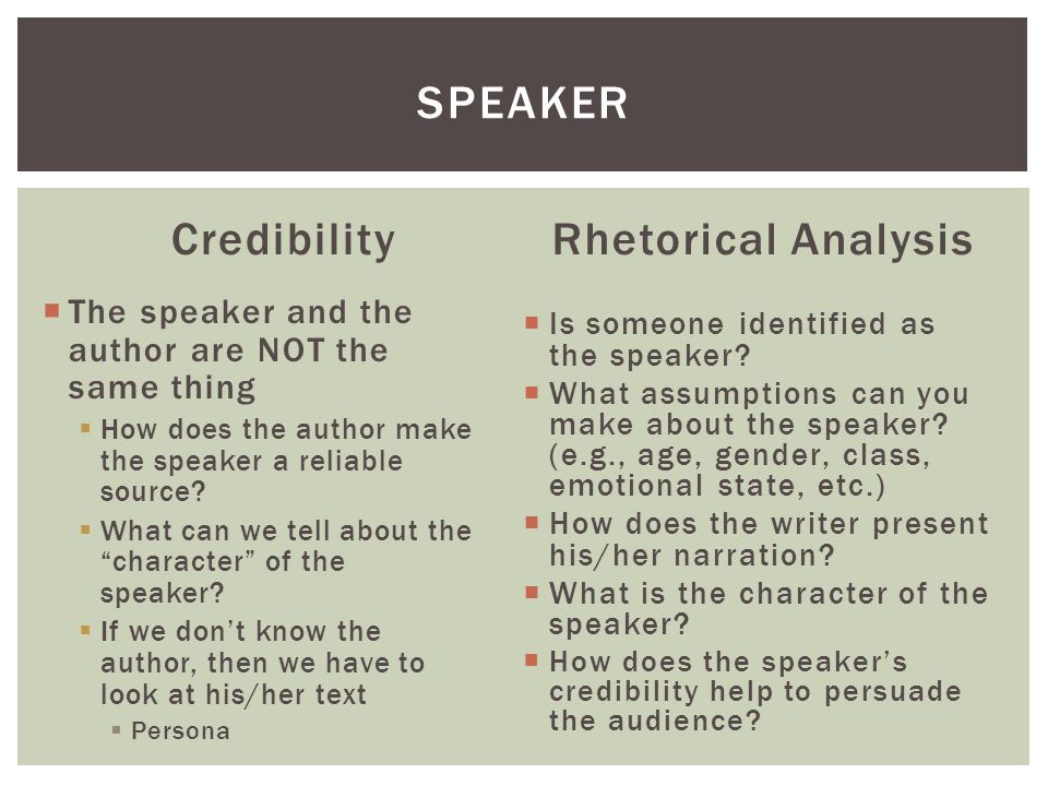 speaker Credibility Rhetorical Analysis