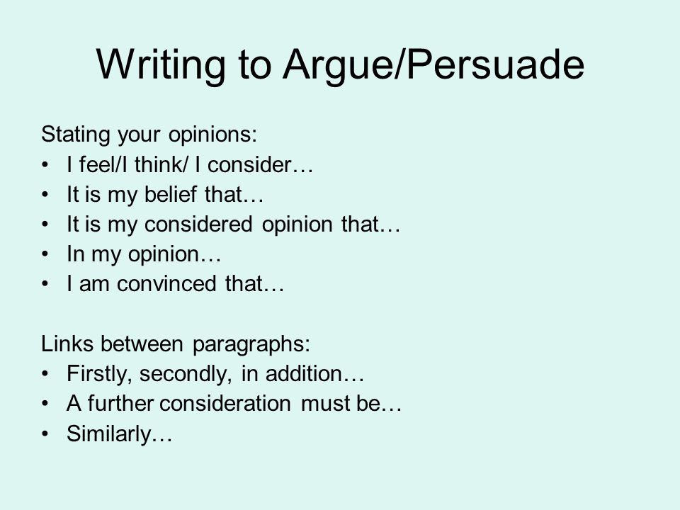 Writing to Argue/Persuade