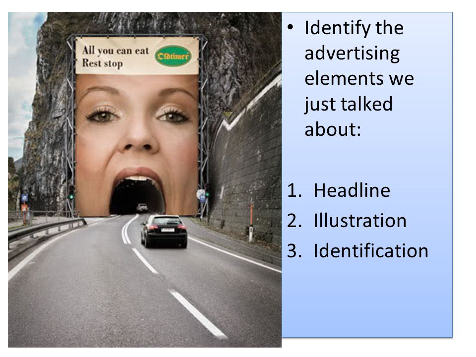 Identify the advertising elements we just talked about: