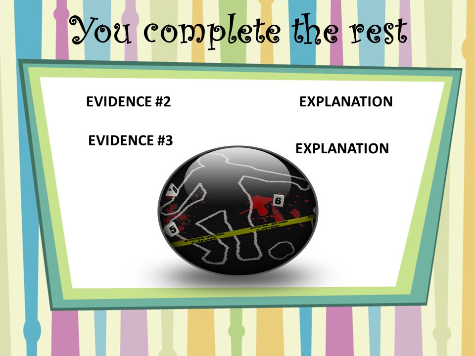 You complete the rest EVIDENCE #2 EXPLANATION EVIDENCE #3 EXPLANATION