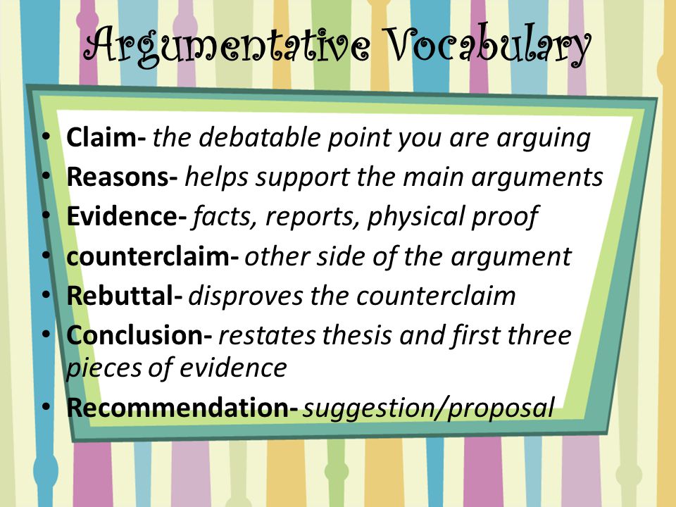 Argumentative Vocabulary