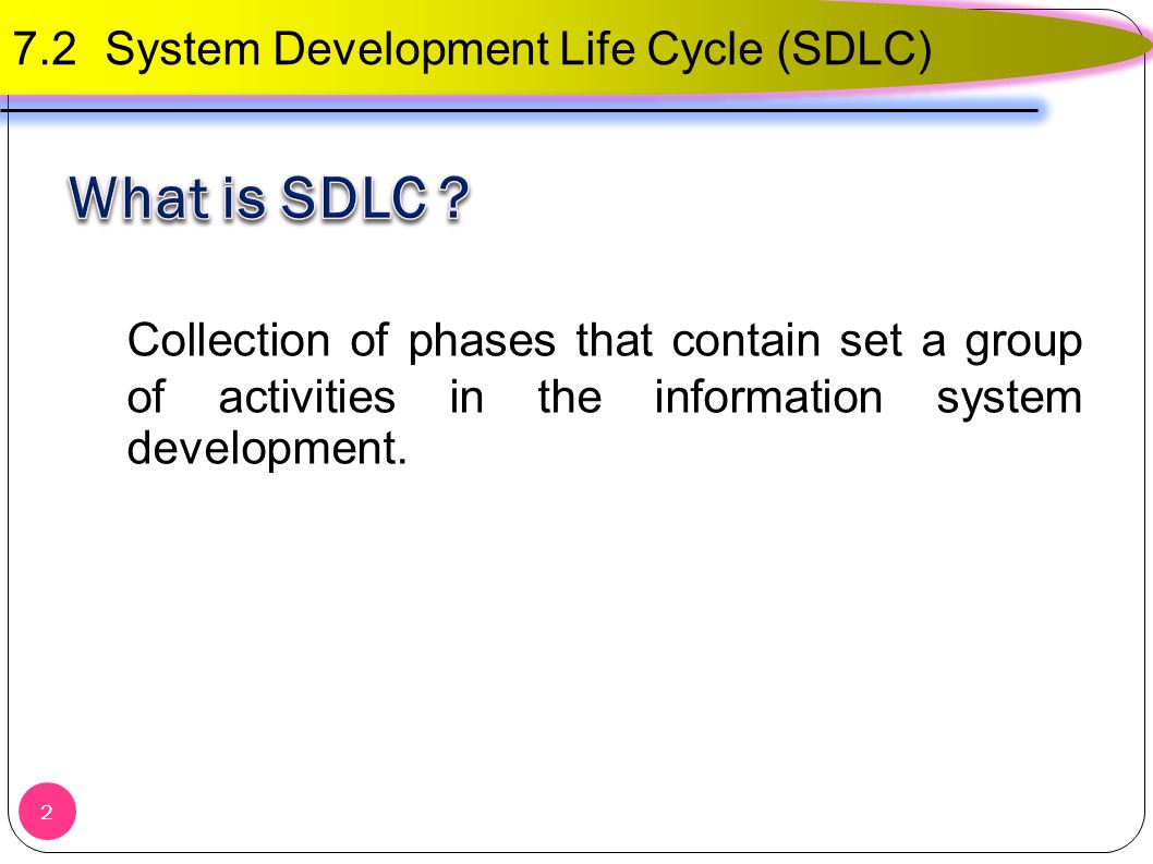 What is SDLC 7.2 System Development Life Cycle (SDLC)