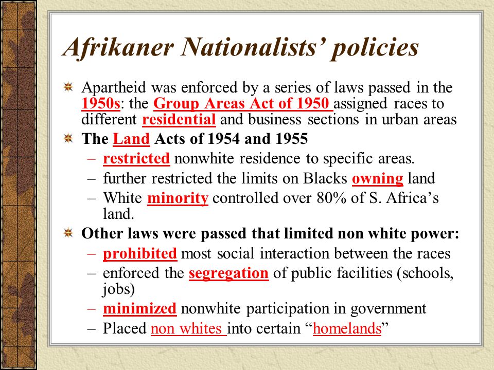 Afrikaner Nationalists’ policies