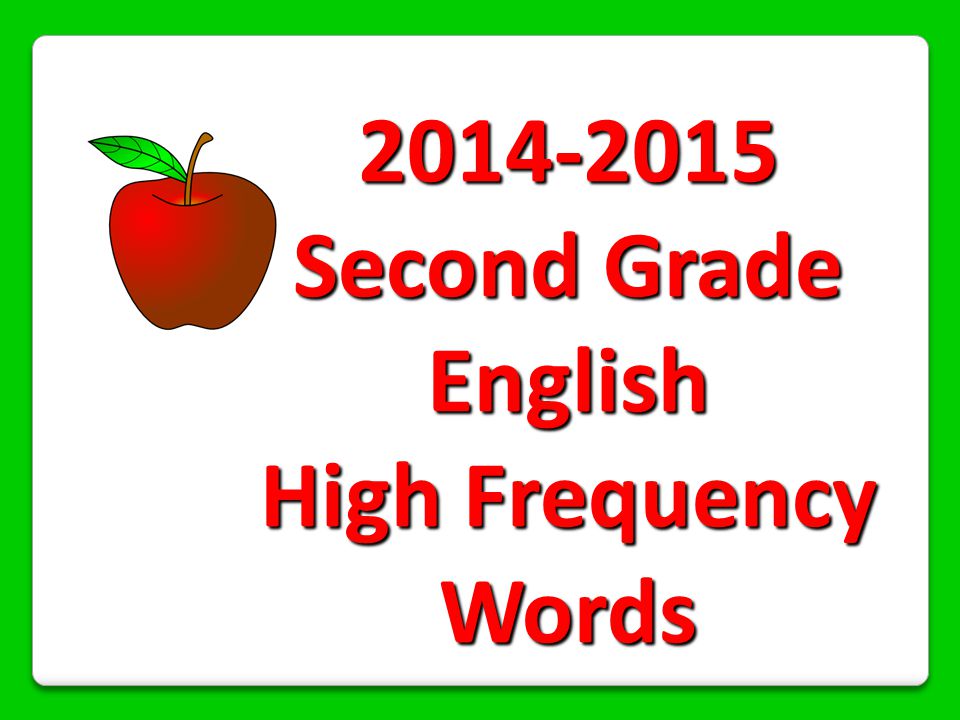 Second Grade English High Frequency Words
