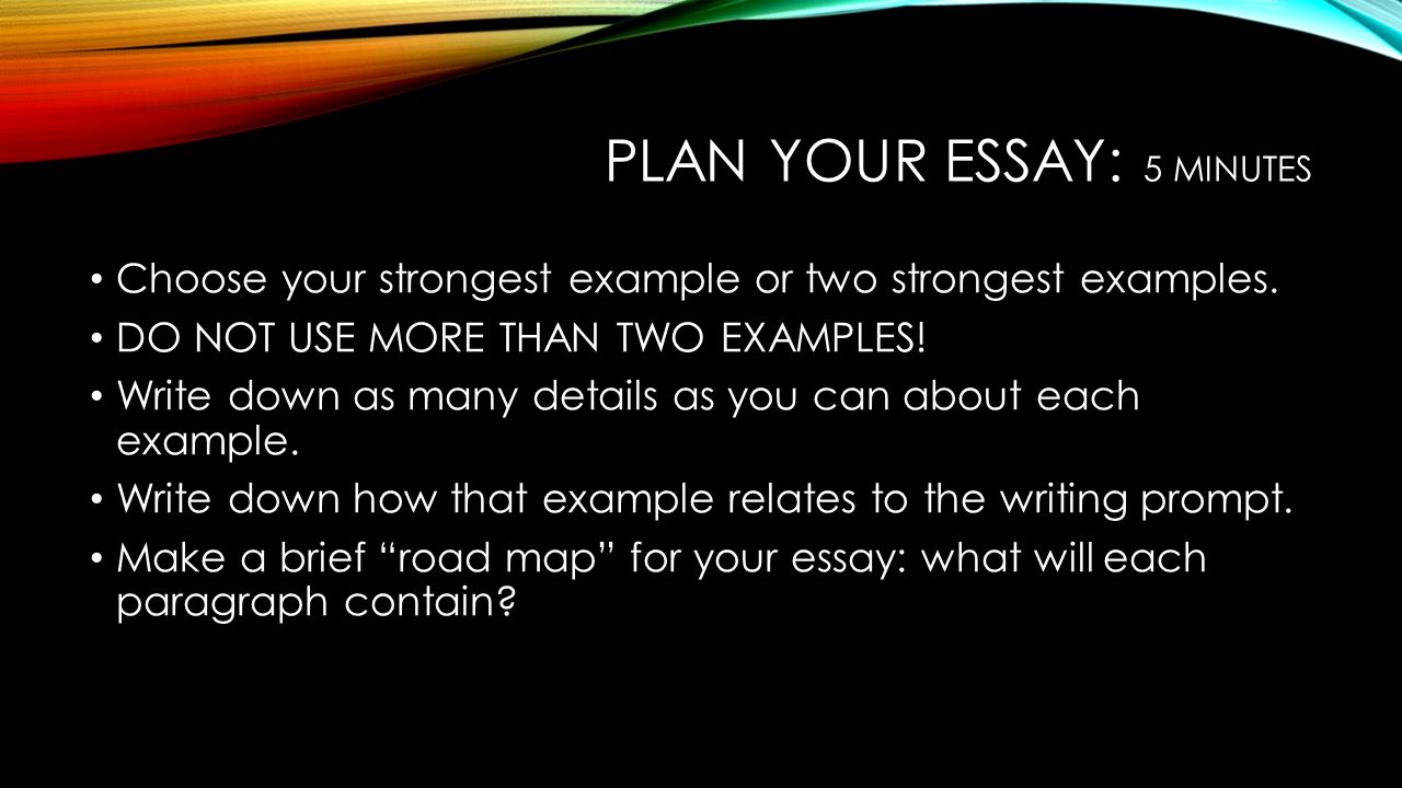 Plan your essay: 5 minutes