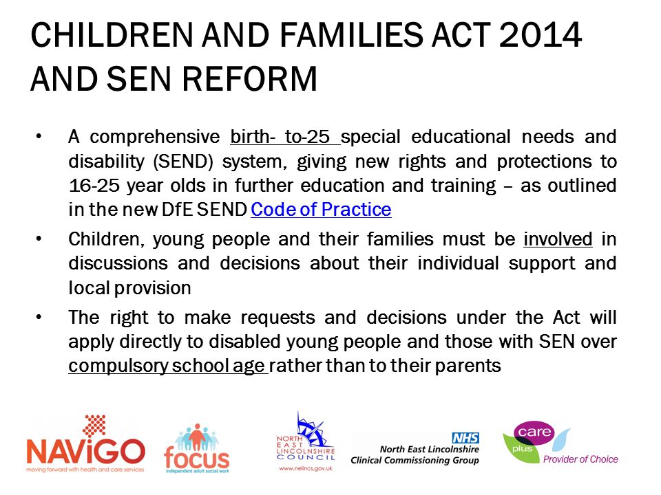 CHILDREN AND FAMILIES ACT 2014 AND SEN REFORM