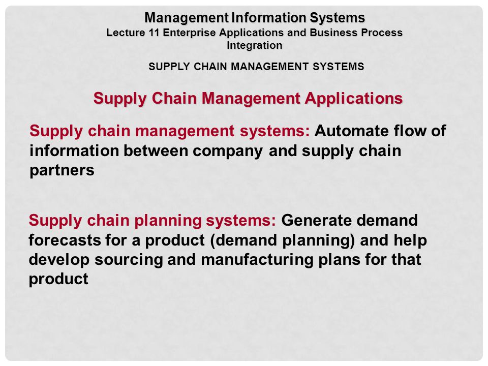 Supply Chain Management Applications